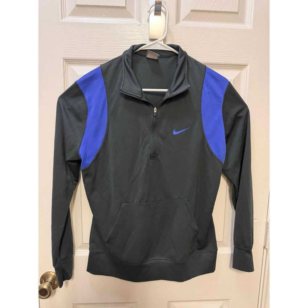 Nike Women’s 1/4 Zip Pullover Large Black Blue Athletic Training Sweatshirt